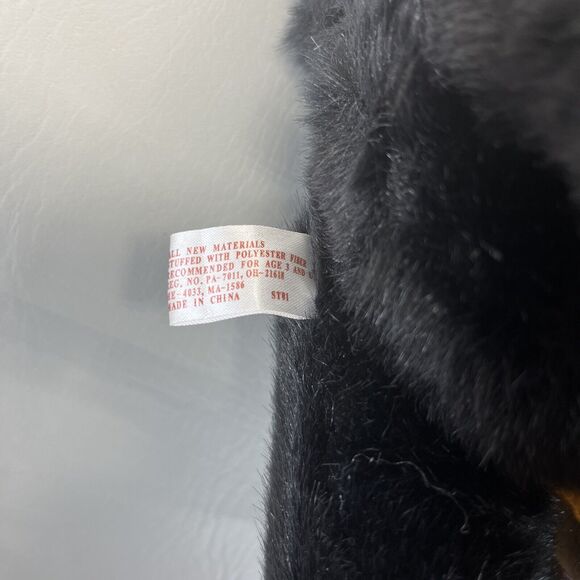 SKM Enterprises Black Teddy Bear Beige Corduroy Dress Plush Stuffed Toy Vintage - Picture 12 of 14